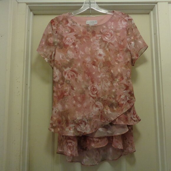 ROMANTIC GIRL PAST COQUETTE GIRL FEMININE ROSES SEMI TEXTURED TOP & SKIRT SET… - Picture 1 of 14